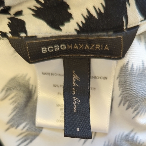 01400 BCBGMaxazria Zebra Print Knit Shirt Black White S animal Business casual - Picture 6 of 8